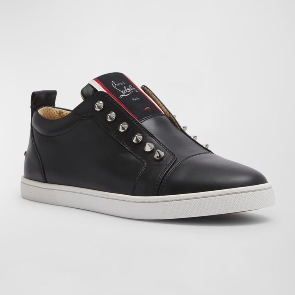 Christian Louboutin Fique A Vontade Red Sole Calf Skin Leather Womens Sneakers